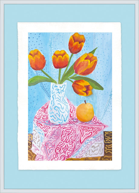 Luksus plakat med blå ramme - Flower Setup - Artist Paper - Incado
