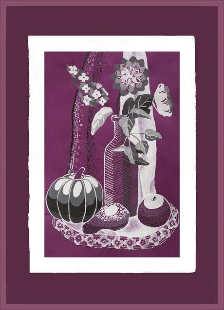 Luksus plakat med lilla ramme - Plum Vases - Artist Paper - Incado
