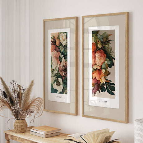 Luksus plakat med egetræsramme - Floral Swirl II - Artist Paper