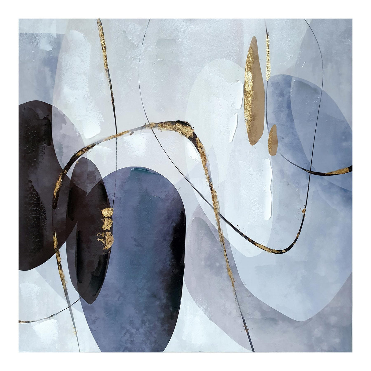 Maleri - Blue Bubbles I - Mixed Media 70  x 70  cm Mixed Media