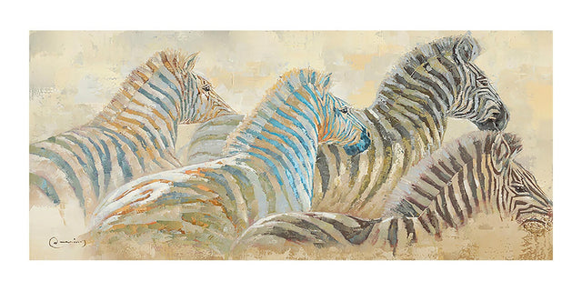 Zebra Family 70 x 200  cm Mixed Media