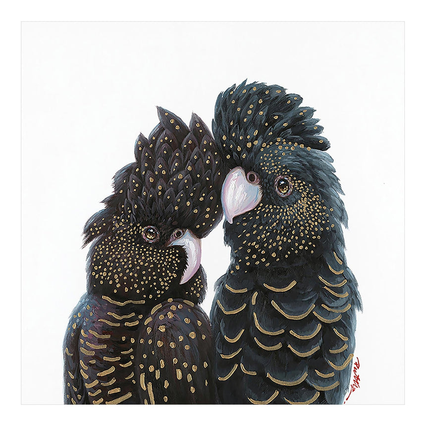 Håndlavet maleri - Lovebirds - Mixed media - Incado