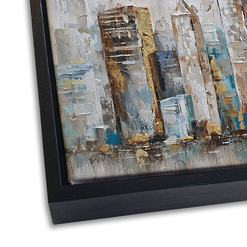 Håndlavet maleri med sort ramme - Skyline I - Incado