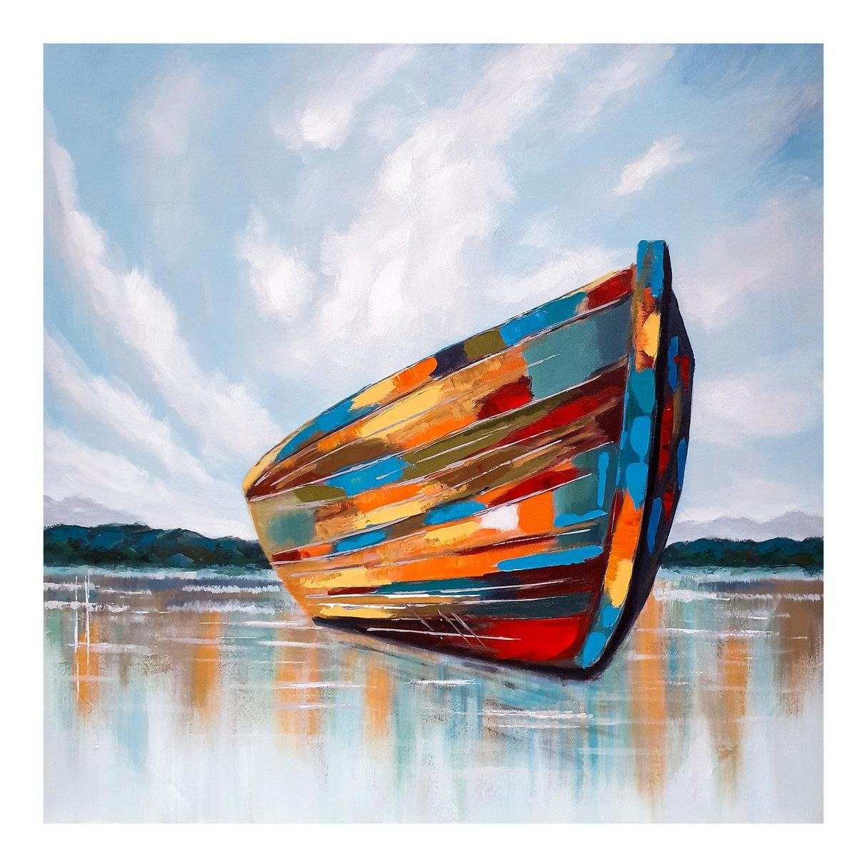 Maleri - Boat in Perspective - Unika 100 x 100  cm Håndmalet maleri