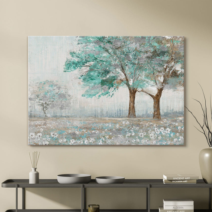 Håndlavet maleri - Blue Trees - Mixed media - Incado
