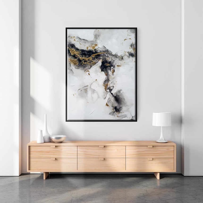 Håndlavet maleri med sort ramme - Ink Cloud I - Mixed media - Incado