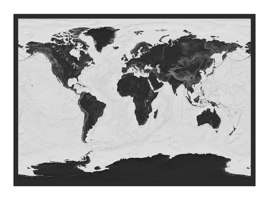 Verdenskort med sort ramme - Grey Current - Opslagstavle - Incado