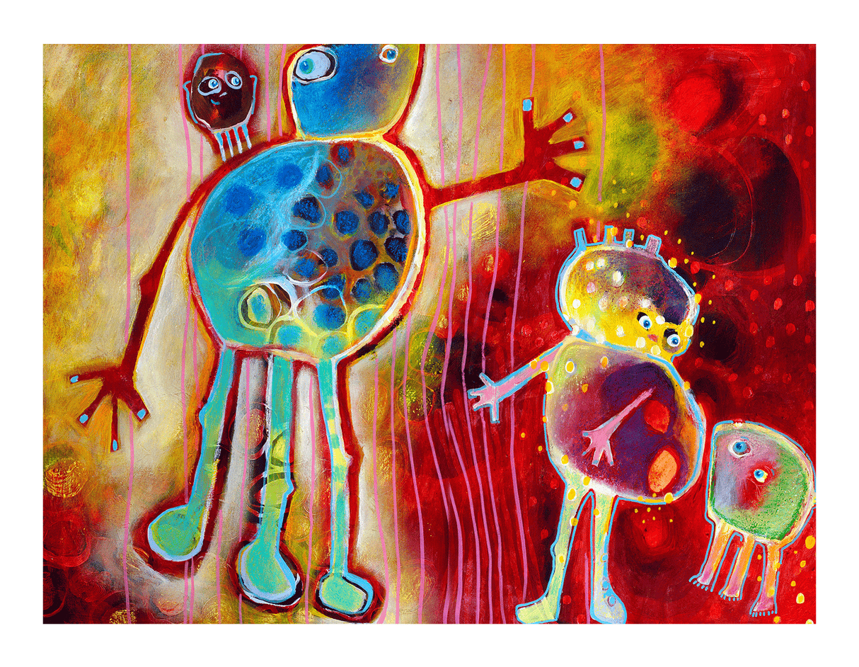 Pet With It's Pets 60 x 80  cm Lærredstryk