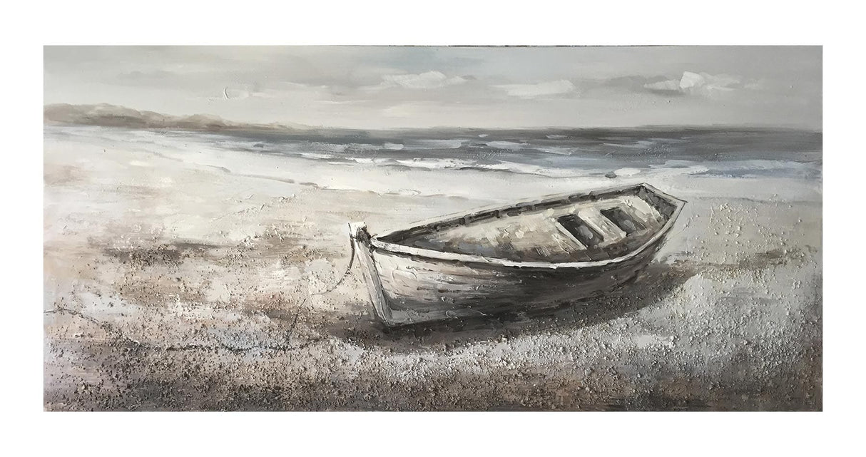 Lonely Boat 70 x 150  cm Håndmalet maleri