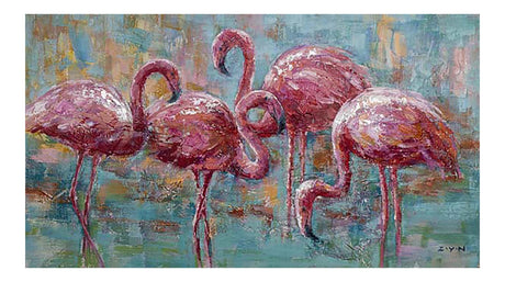 Flamingo Dance 70 x 140  cm Håndmalet maleri