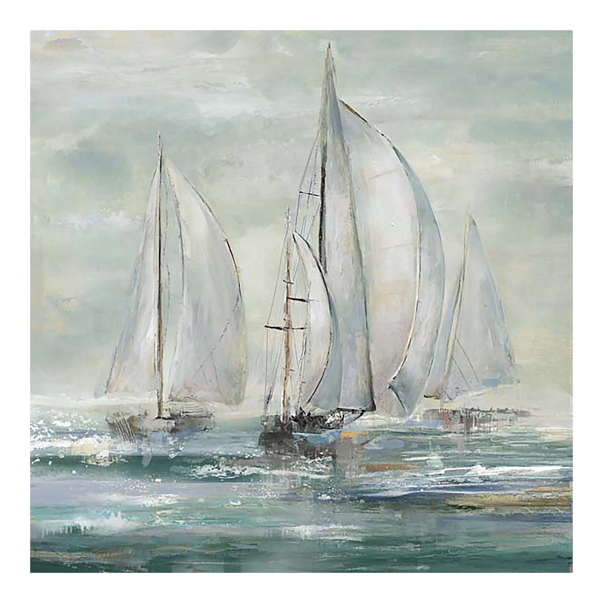 White Sails 115 x 115  cm Håndmalet maleri
